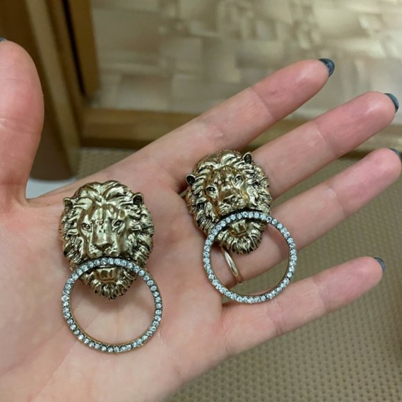 Mishka Gold Lion Earrings - Picture 4 of 5